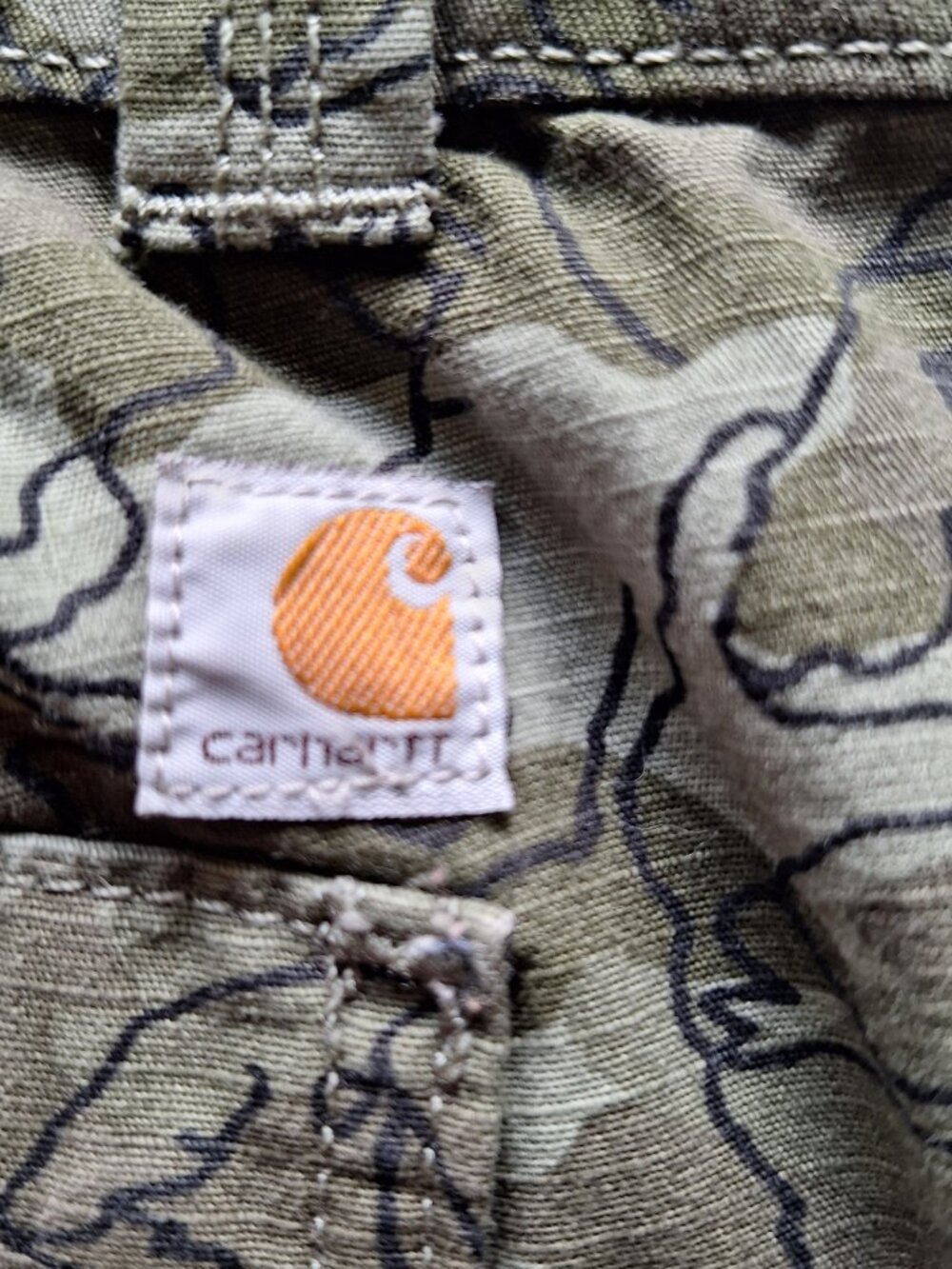 Carhartt Green Camo Floral Cotton Adjustable Length Original Fit Short Women 12 - Picture 7 of 8